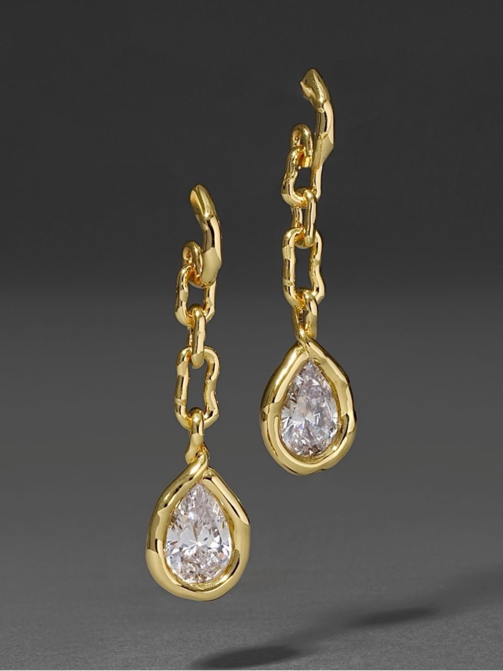 Alexis Bittar Asterales Gold Link Pear Drop Earrings
